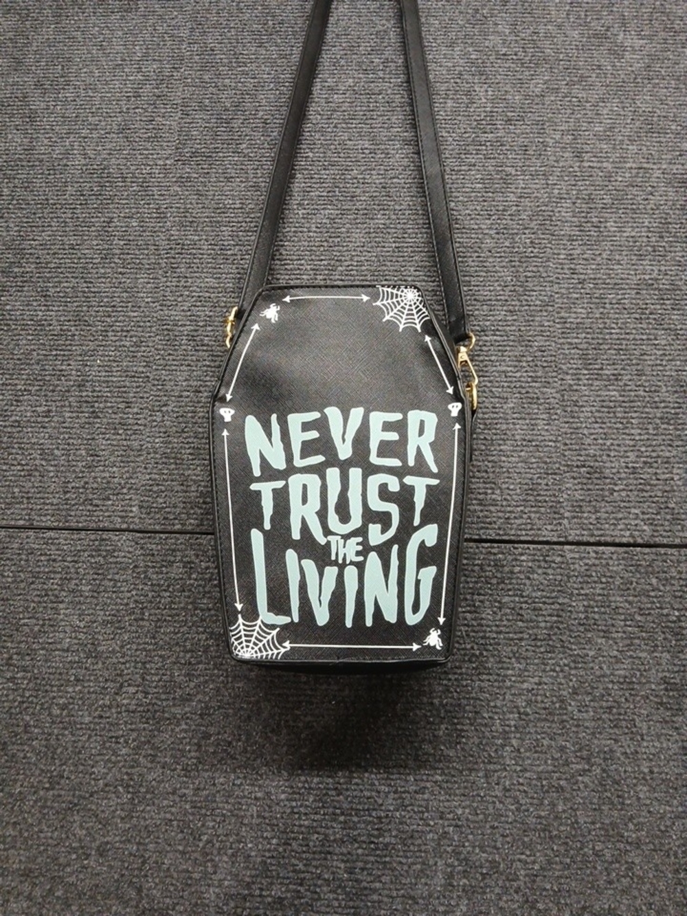 Beetlejuice Black Crossbody Bag "Never Trust The Living" Coffin Shape